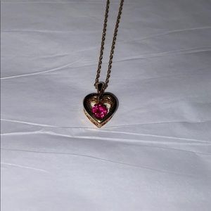 14k gold plated and ruby necklace